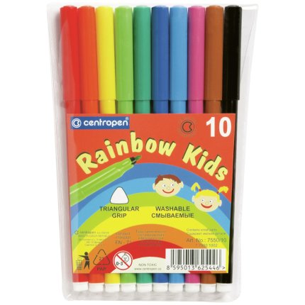 картинка Фломастеры 10цв. Centropen Rainbow Kids учколлектор чебоксары