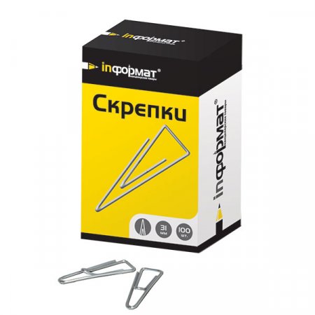 картинка Скрепки 100 шт 31мм треуг никелир учколлектор чебоксары