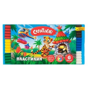 картинка Пластилин 6 цветов 90гр Креативики  учколлектор чебоксары