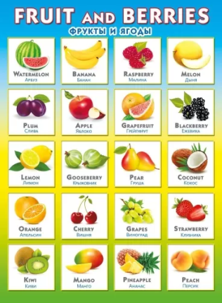 картинка Плакат Fruit and Berries. Фрукты и ягоды. учколлектор чебоксары