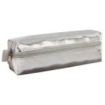 Пенал-косметичка кожзам.серый блестящ.