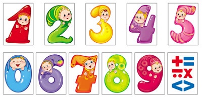 картинка Комплект карточек Набор веселых цифр и математических знаков учколлектор чебоксары