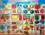Комплект мини-плакатов А-4 Геометрические фигуры, русский алфавит ,цифры разрезные