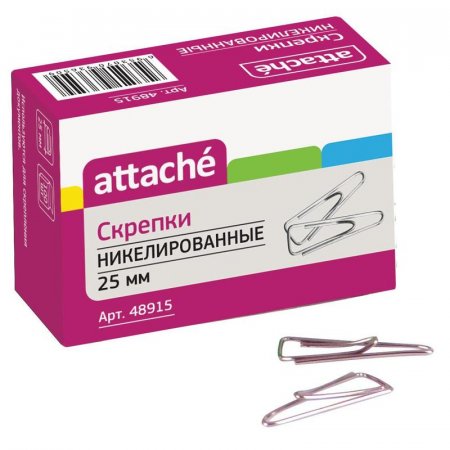 картинка Скрепки 100шт.25 мм. никелированные  треугольные  учколлектор чебоксары