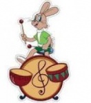 Плакат вырубной мини Заяц играет на барабане 