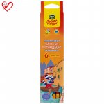 Каранд. 6цв. 3гр.пласт корпус с ластиком Листенок 