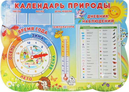 картинка Стенд КАЛЕНДАРЬ ПРИРОДЫ с карточками чисел, дней недели и месяцев учколлектор чебоксары