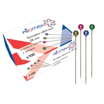 картинка Булавки канц.с пласт.цв.шляпкой 100 шт. учколлектор чебоксары