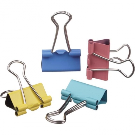 картинка Зажимы для бумаг 51 мм цветные 12шт учколлектор чебоксары