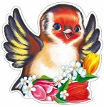 Плакат вырубной А-4 Птичка с цветочками 