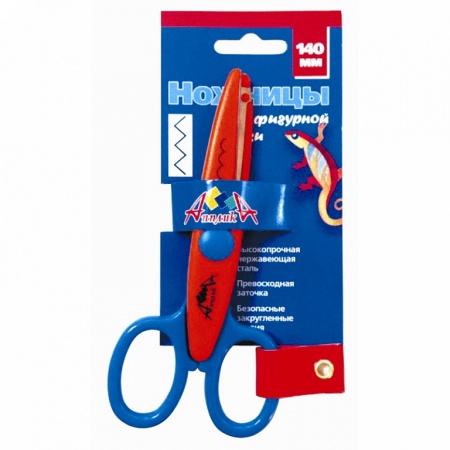 картинка Ножницы фигурные 140мм красный-салатовый Апплика  учколлектор чебоксары