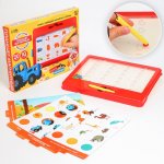 Магнитный планшет для рисования, обучающий с карточками, 20 карточек, Синий трактор