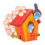 Плакат вырубной А-4 Скворечник с птицами