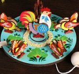 Сувенир Курицы клюющие с петухом, d=16 см, микс