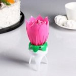 Свеча для торта музыкальная розовая