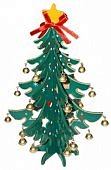 Елочка деревянная 23 см. с колокольчиками