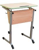 Стол учен. 1 мест. с накл столешницы(0-24°) СТО1поР (0-24°) на плоскоов. тр. серый (кант фист,бук)