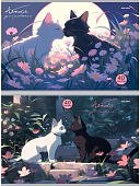 Альбом 40 листов  А4 Котики и цветы Маленькие кошечки 