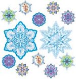 Комплект новогодних снежинок 7 видов 12 шт
