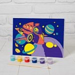 Роспись по холсту Космические приключения 21 * 15 см