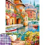 Алмазная мозаика с частичным заполнением на подрамнике Лето в Италии, 30 х 40 см.